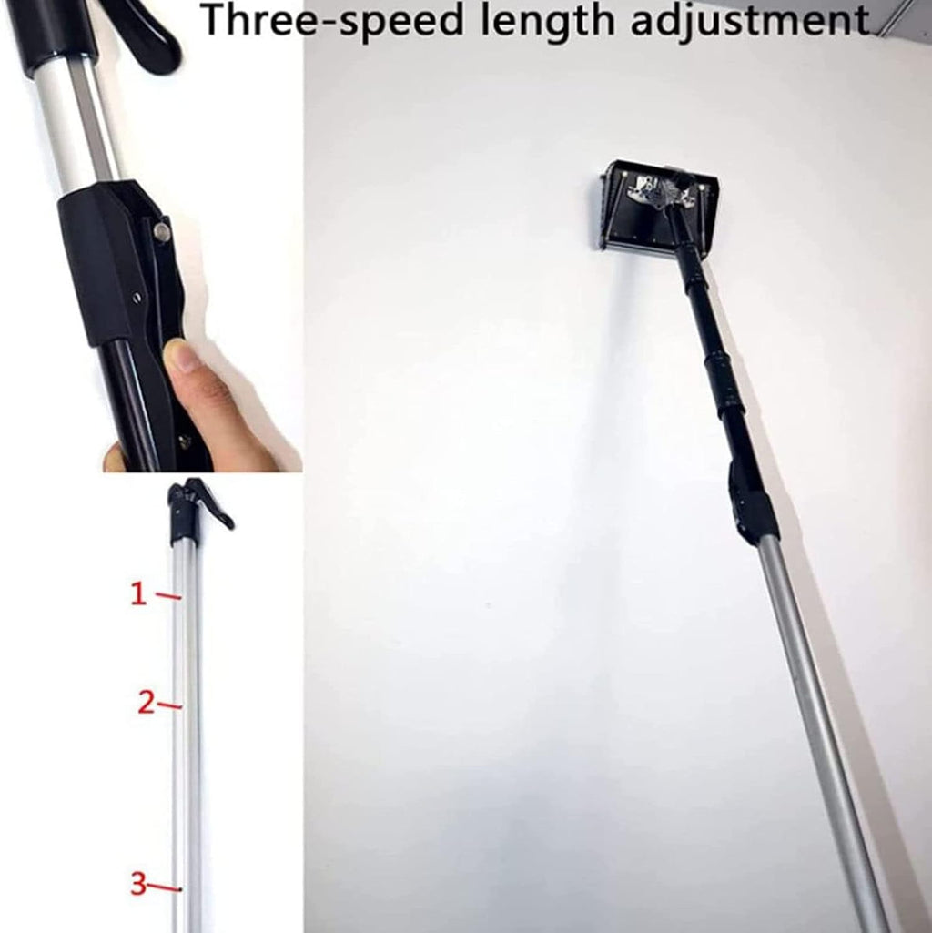 Drywall Taping Tools,9.8 Inch Drywall Taping Flat Finishing Set,Drywall Flat Finishing Box with 40''-63.8'' Adjustable Handle Stainless Steel Concrete Finishing Hand Tool (10')
