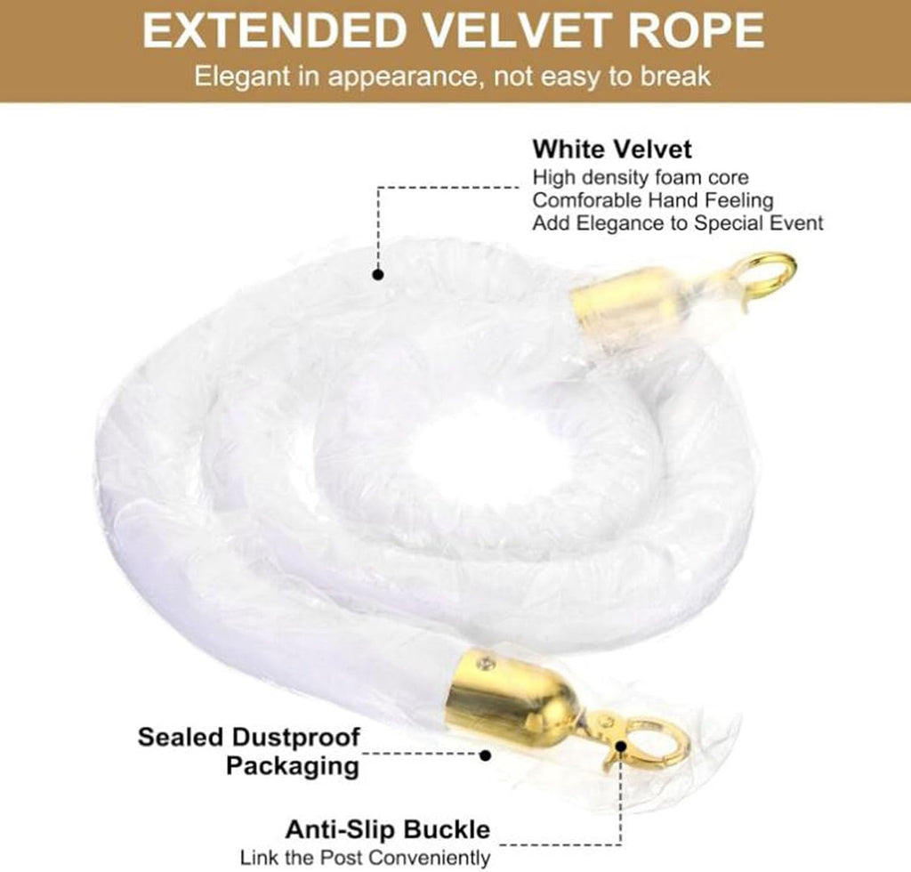 4-Pack 150cm Velvet Rope Stanchions - Premium Crowd Control Barriers for Events, Parties & Fashion Shows - Easy Setup, Elegant Design for Queue Management