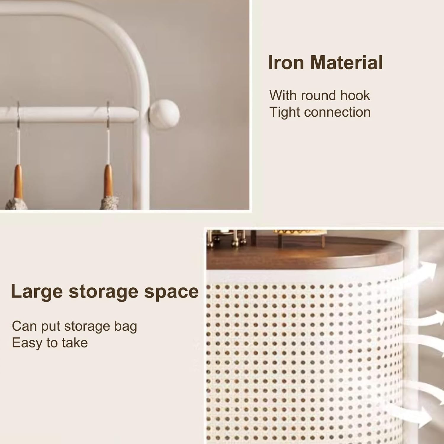 Portable Clothes Rack, Clothes Rack, Clothing Rack, Rolling Garment Rack, Clothes Store Bedroom Multi-purpose Hanging Rod Shelf, for Bedroom,Living Room,Clothing Store(White)