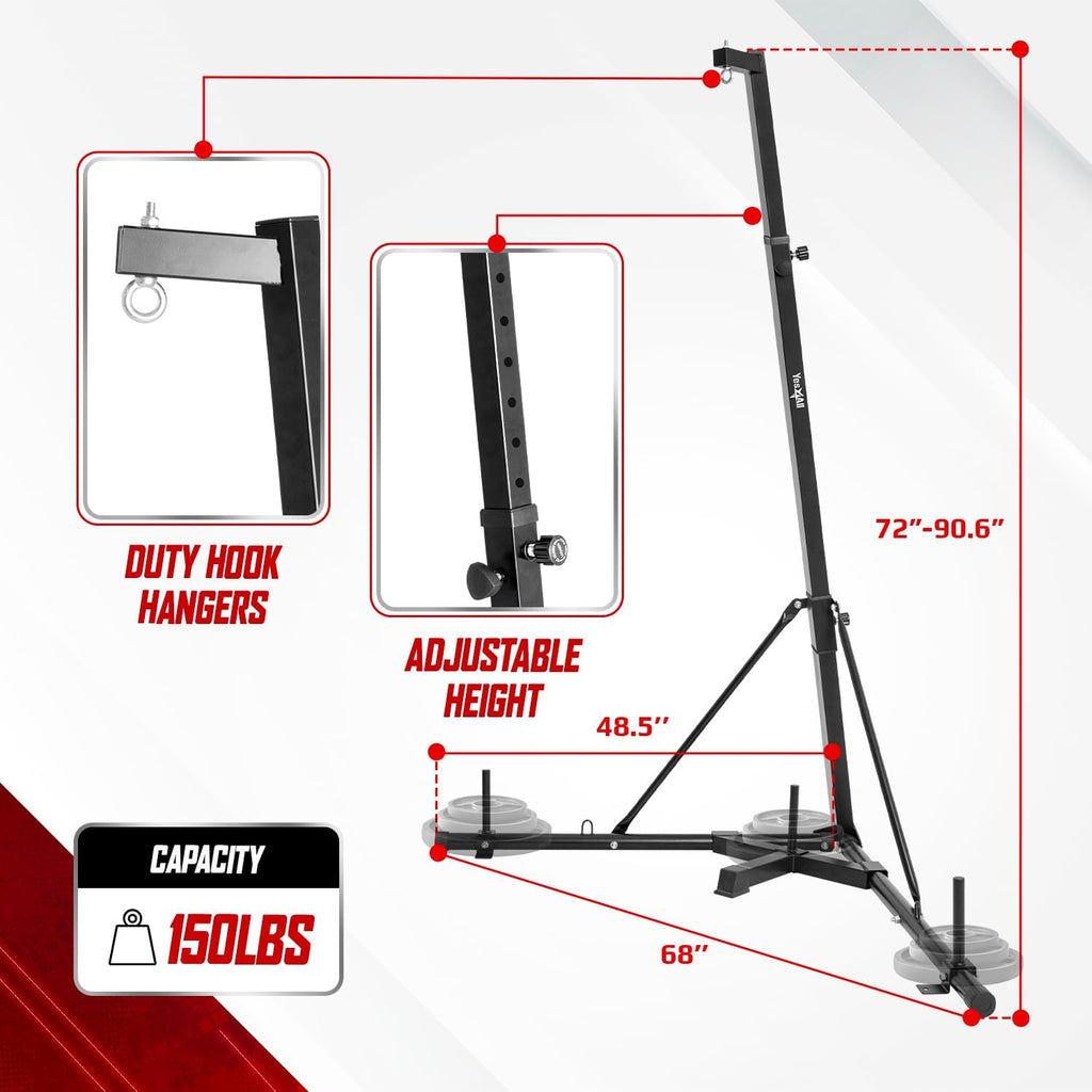Yes4All Punching Bag Hanger, Stainless Steel Swivel Chain with 4 Snap Hooks for Heavy Bag, Gym Swing, Trapeze, and Hammock