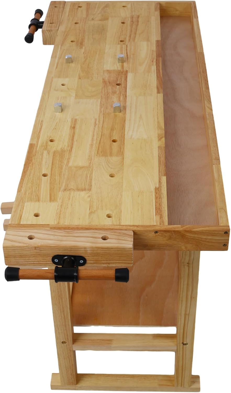 Gecheer 55-Inch Wooden Workbench for Garage, Workshop, or Home – Rubberwood Table with Bar Clamps (2x12 + 2x24), Drawers, Shelves, and Adjustable Handles – Holds Up to 330 lbs