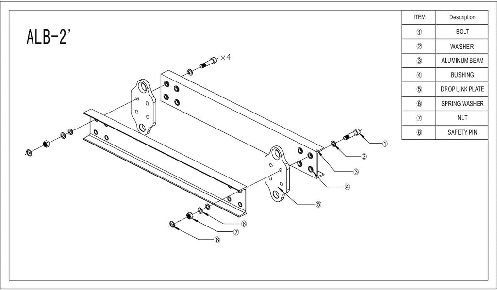 4400 LBS 2 Ton Aluminum 2' Lifting Spreader Beam Lifting Bar with Swivel Self Locking Hooks and 2 FT Round Sling Bridle Heavy Duty Light Weight