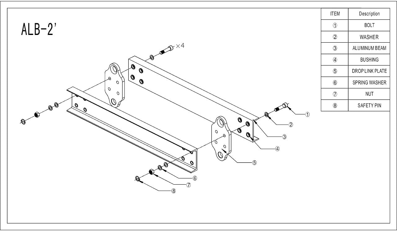 4400 LBS 2 Ton Aluminum 2' Lifting Spreader Beam Lifting Bar with Swivel Self Locking Hooks and 2 FT Round Sling Bridle Heavy Duty Light Weight