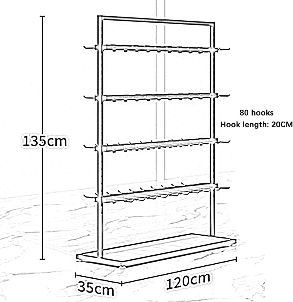 Modern Boutique Retail Display Racks, Clothing Store Garment Racks, Multifunctional Slippers Socks Underwear Shorts Swimwear Gloves Storage Hanger, S(White-120x35x135CM