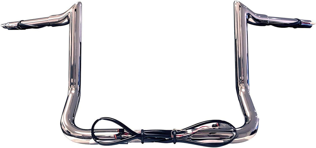 Dominator Industries 1 1/4' PRE-WIRED 12' Chrome Meat hook Bar Ape Hangers Compatible With Harley-Davidson Bagger Touring Electra - Handlebars for 2014-2023 Heated Grip Option