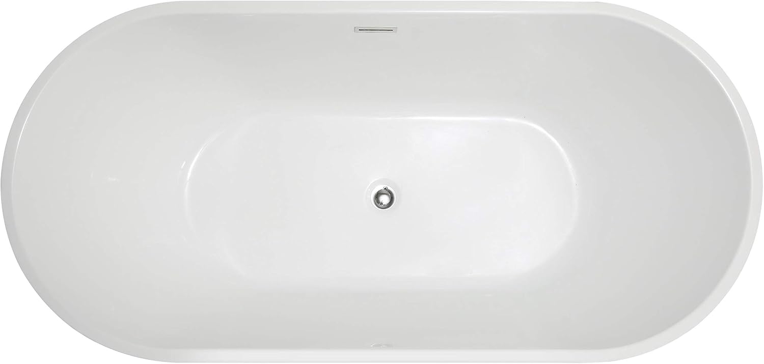 Vanity Art 67' x 32' Acrylic Freestanding Bathtub | Modern Stand Alone Soaking Tub with Overflow and Pop-up Drain, UPC Certified VA6815-L