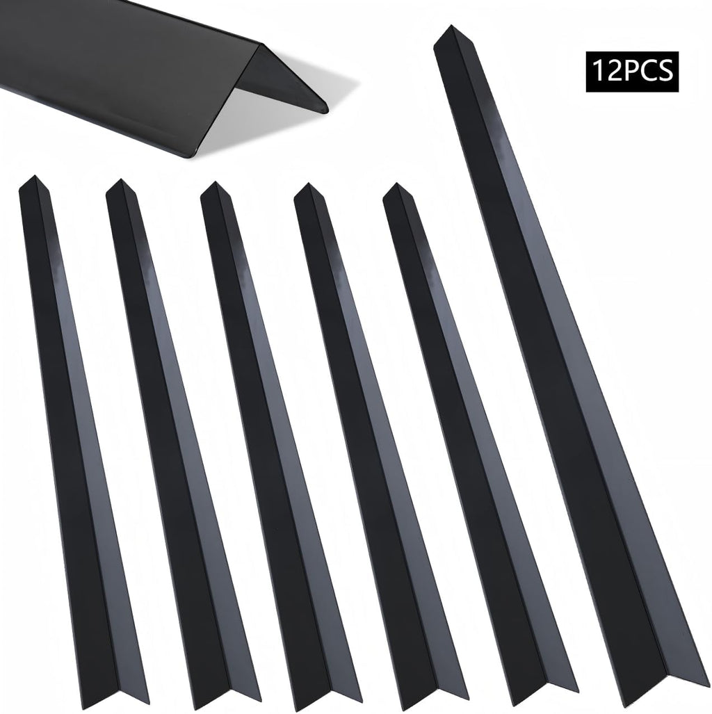 12-Piece Set, Extra Thick (1mm) Stainless Steel 90° Wall Corner Guards, 2×2×48 Inches, for Wall Corner Protection & Decoration. (12, Bright Titanium Black)