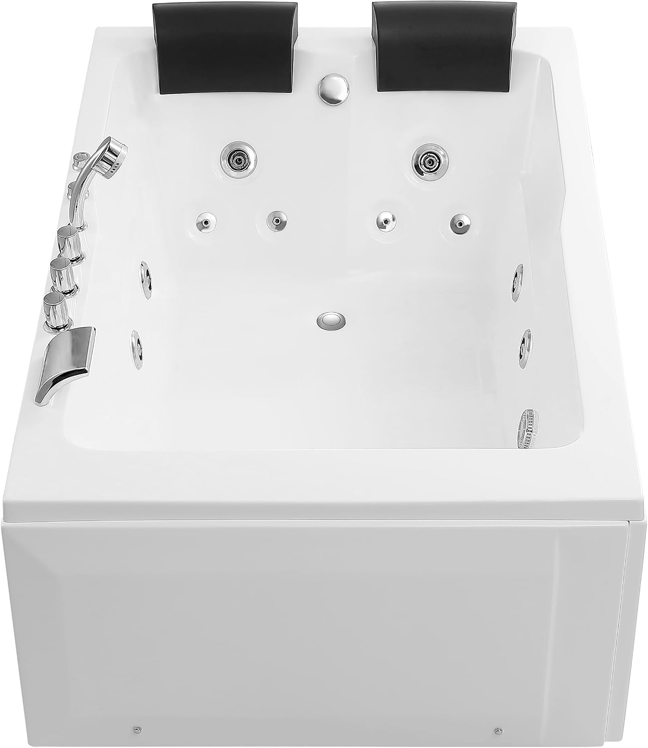 Empava 2 Person Whirlpool Bathtub,71' Whirlpool Tubs with 16 Jets,Jetted bathtub,Acrylic SPA Bath Tub,2 Person Hydro Massage Bathtub with Right Drain,3-Side Apron,White