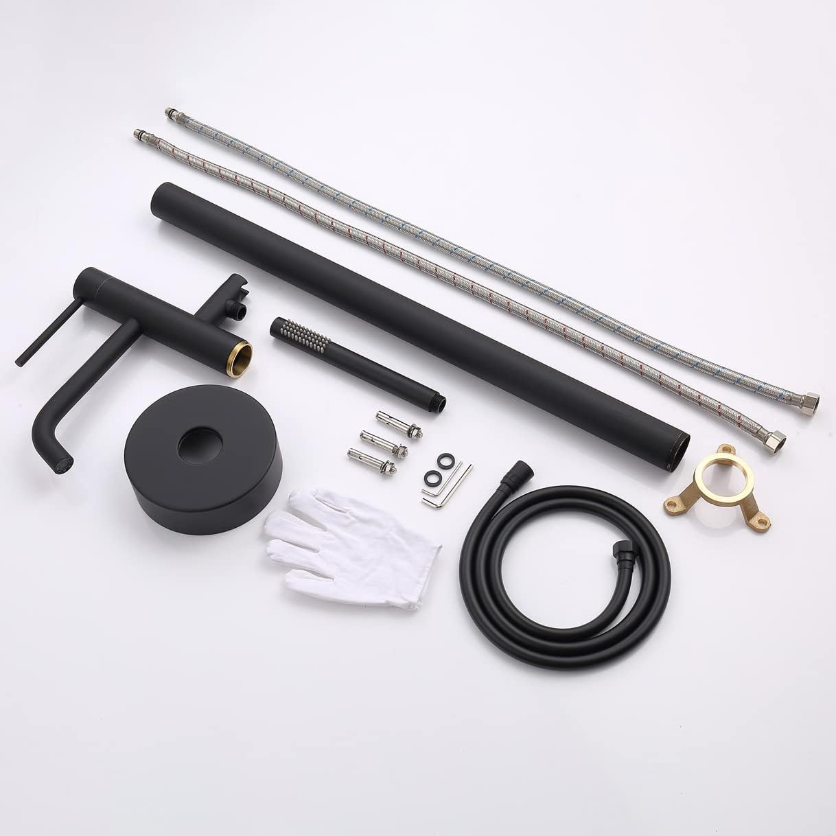 Freestanding Bathtub Faucet, Floor Mount Tub Filler Faucet with Handheld Shower Floor Mounted Tub Faucet Brass Tub Mixer Tap with 59-inch Shower Hose, Single Handle,Chrome (Besides A) (Black A) (Besi