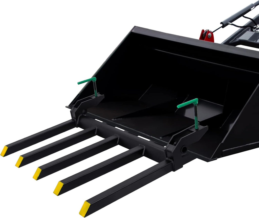 Debris Forks to 48' Bucket, Heavy Duty Clamp-On Pallet Fork 2500 lbs Capacity Load, Tractor Forks Attachment Fit for Loader Bucket Skidsteer Tractor