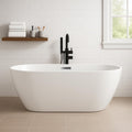 59' Acrylic Freestanding Soaking Bathtub, Free Standing Tub, Stylish Stand Alone Contemporary Soaking Tub with Integrated Overflow and Drain In Chrome, cUPC Certified