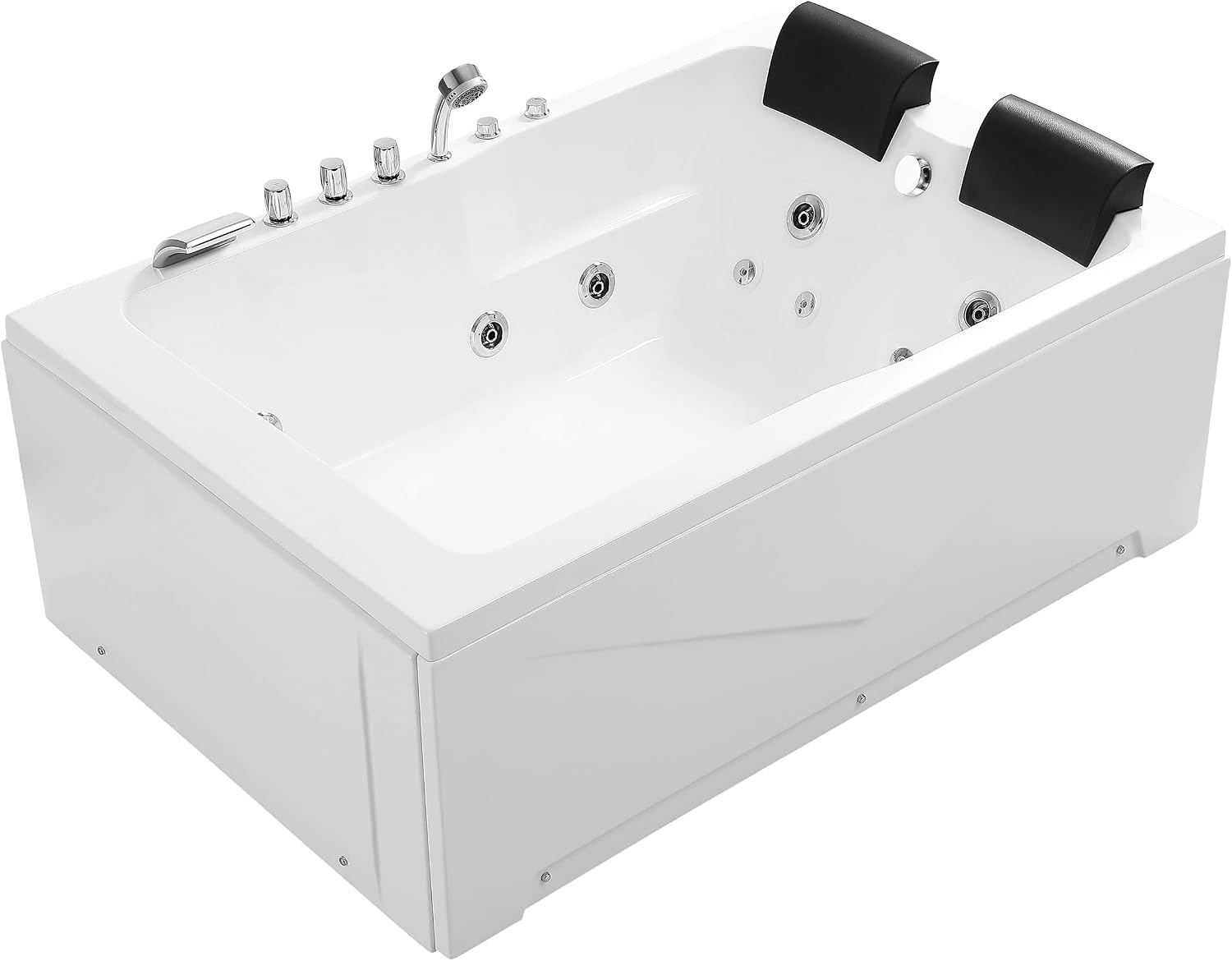 Empava 2 Person Whirlpool Bathtub,71' Whirlpool Tubs with 16 Jets,Jetted bathtub,Acrylic SPA Bath Tub,2 Person Hydro Massage Bathtub with Right Drain,3-Side Apron,White
