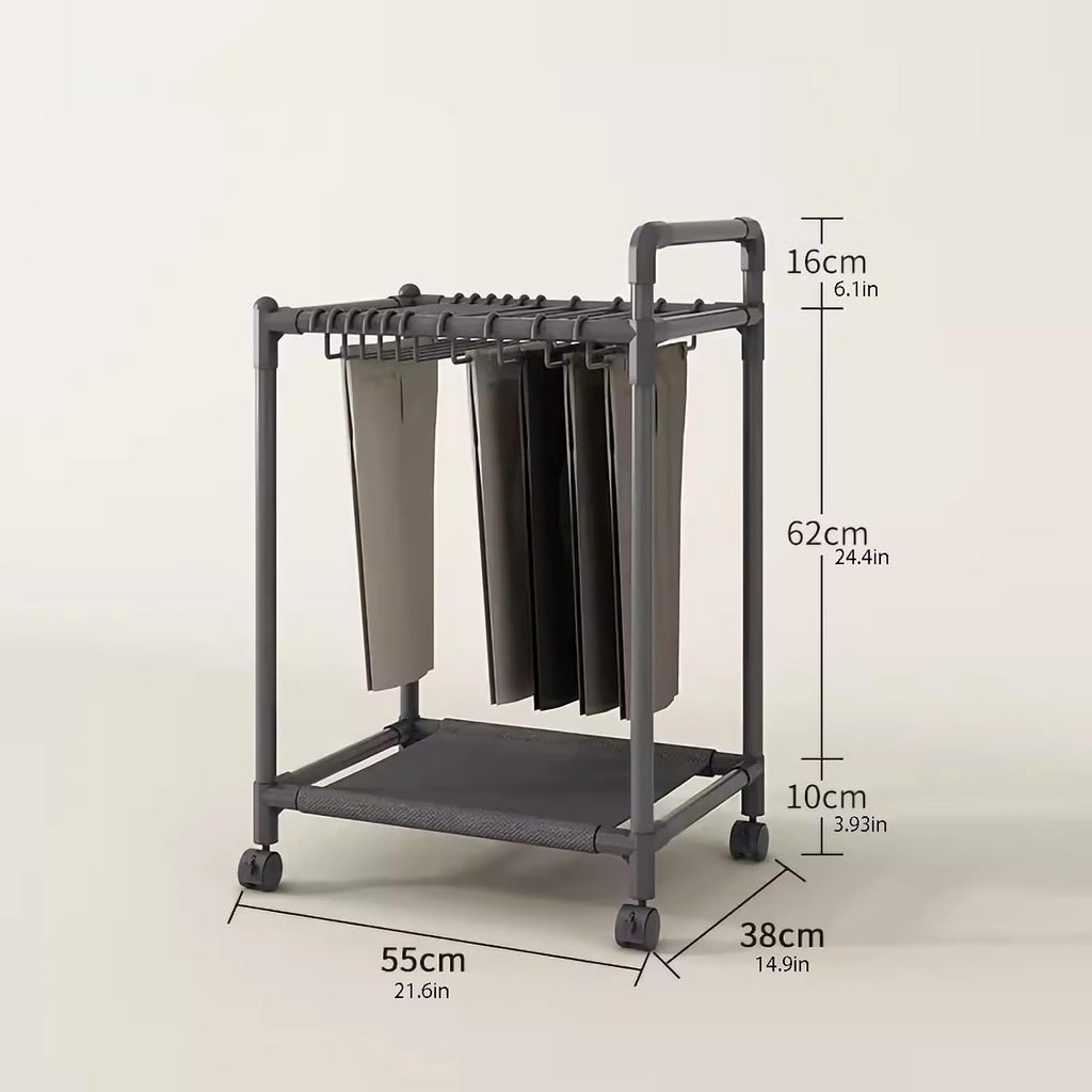 Display Stand Pants Trolley Roll Trouser Rack, Jeans Hanger, Space-Saving Closet Storage Rack, Floor-Standing Removable Trouser Rack, Scarf and Trouser Stor(Black