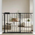 Fairy Baby Walk Through Baby Gate 43.5-48 Inch Wide for Stairs, Pressure Mounted Safety Gate with Door No Drill, Black Tension Metal Gate for Dog and Toddler