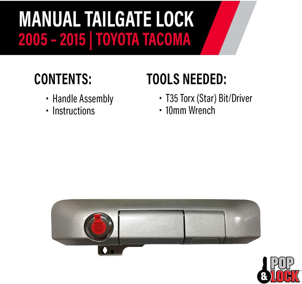 Pop & Lock PL5405 Silverstreak Mica Manual Tailgate Lock with Bolt Codeable Technology for Toyota Tacoma