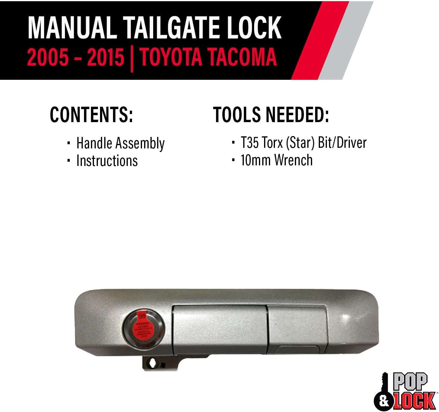 Pop & Lock PL5405 Silverstreak Mica Manual Tailgate Lock with Bolt Codeable Technology for Toyota Tacoma