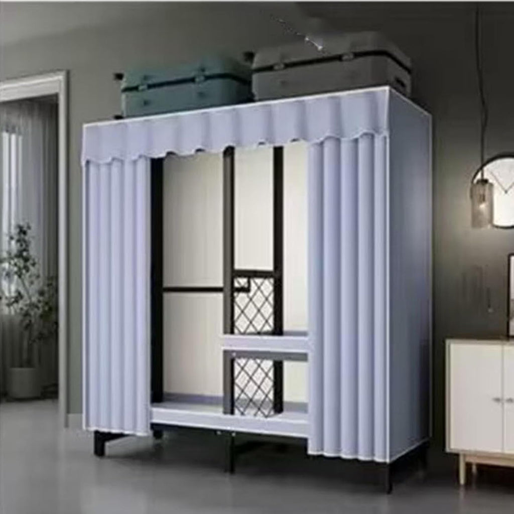 Foldable Portable Closet Wardrobe Rack - Portable Closet with Cover, Foldable Wardrobe Garment Rack with 3/4 Hanging Rods and 1 Storage Shelves, Load 1500lbs (Color : B, Size : L145cm)