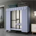 Foldable Portable Closet Wardrobe Rack - Portable Closet with Cover, Foldable Wardrobe Garment Rack with 3/4 Hanging Rods and 1 Storage Shelves, Load 1500lbs (Color : B, Size : L145cm)