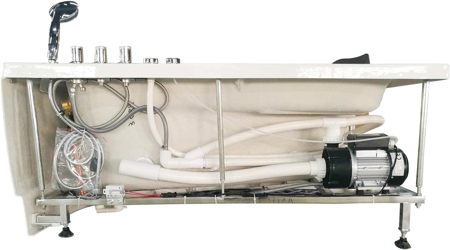 EAGO AM161-R 5' Single Person Corner Acrylic Whirlpool Bath Tub - Drain on Right, White