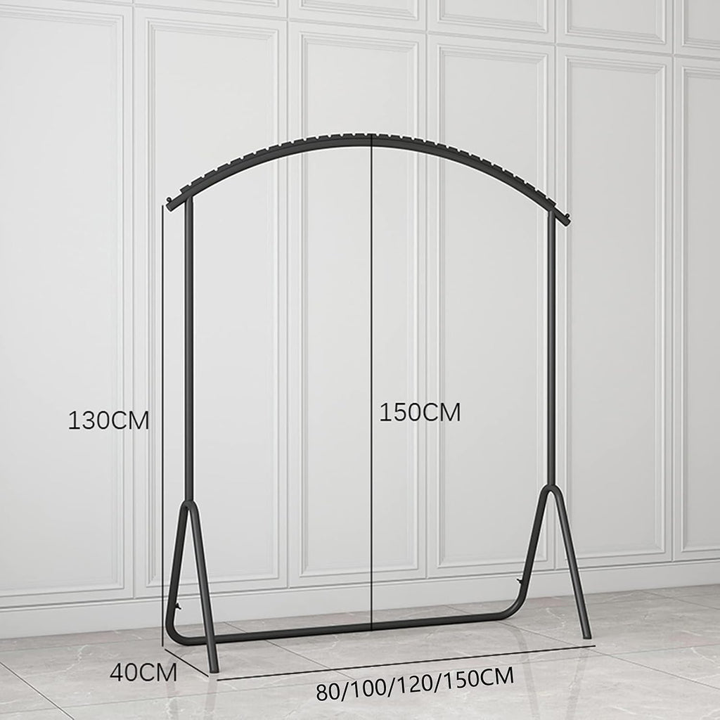 Style Floor-Standing Garment Rack, Heavy Duty Black Metal Clothes Rail with Curved Hanging Rod, 80x40x130CM - Perfect for Coat Storage & Drying