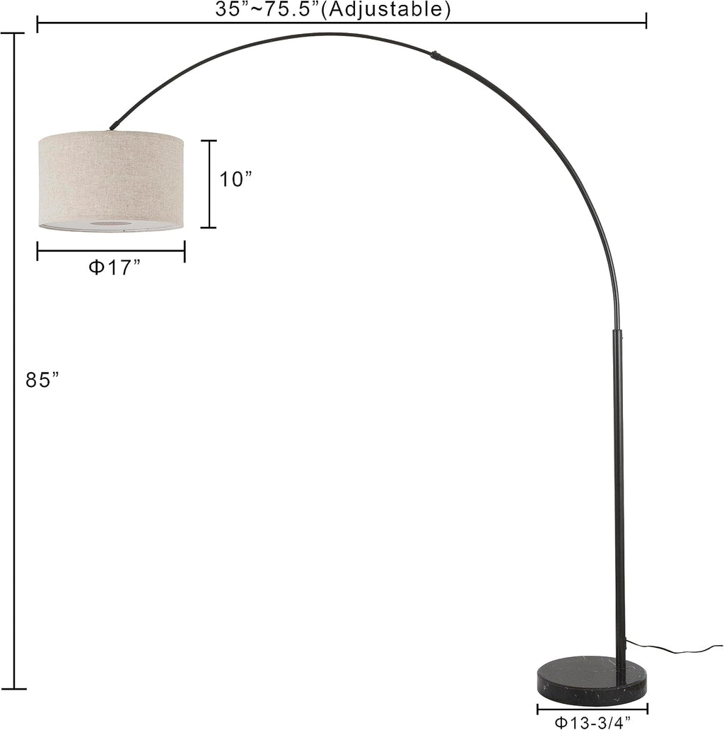 Major-Q Modern Arcing Floor Lamp - Tall Stand Up Arching Drum Shade - Large Contemporary Floor Lamp for Dining Rooms and Bedrooms - Corner Lamp for Office Lighting and Home Decor