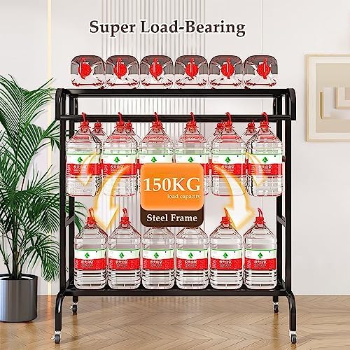 Mobile Garment Rack on Wheels, Heavy-Duty Double-Rail Clothes Rack with 2 Shelves, 150kg Capacity, Ideal for Bedroom & Hallway Storage Solutions, 150x50cm Metal Design