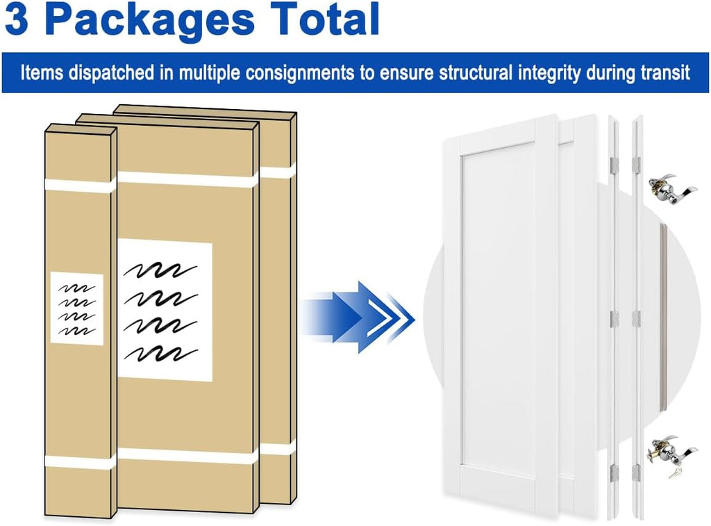 French Door 48' x 80' (Double 24' x 80') 2-Panel Arch Top Pine Wood Door Slabs with Pre-Hung Jamb, Black Hinges, Levers and Latch, Unfinished Solid Wood Doors, French Interior Doors for Room