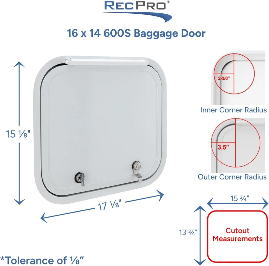 RV Baggage Door | Rounded Corners | Camper | Compartment Door | Black Fiberglass (16' W x 14')