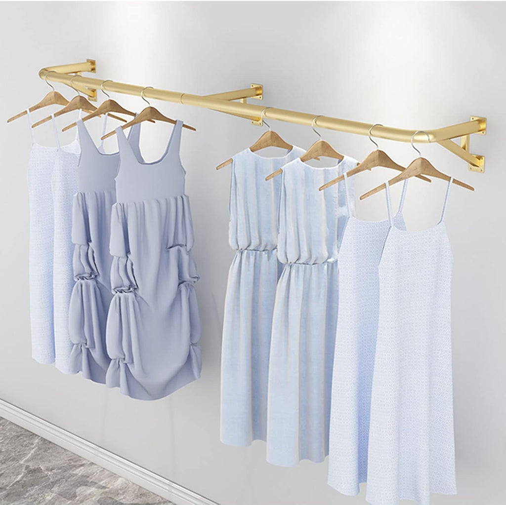 Industrial Gold Pipe Clothing Rack,Boutique Retail Store Wall Ceiling Mounted Clothes Garment Rack,Closet Storage Clothes Hanging Bar,Clothing Display Rack (180cm