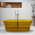 59' Edeyeu Freestanding Bathtub - Luxury Natural Resin Solid Surface Bathtub, Extra Deep Soaking Tub With Artistic Translucent Design, High-End Stand Alone Free Standing Tub Orange B