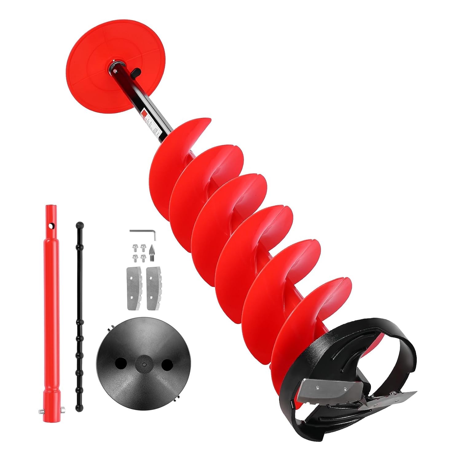 VEVOR Nylon Ice Auger Drill Bit, 8' Diameter 41' Length, Cordless Ice Augers for Ice Fishing with Extra 13.4in Extension Rod, Drill Adapter, Top Plate and Blade Guard
