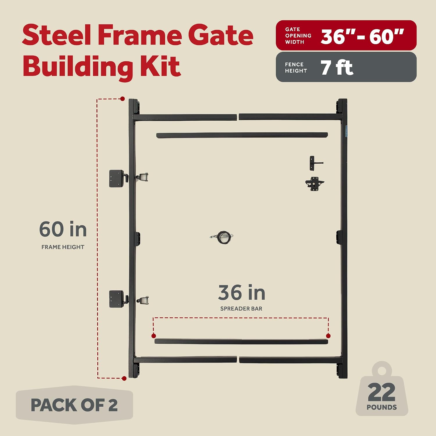 Adjust-A-Gate Build Kit, Adjustable 60'-96' Lockable 2 Way Gate (2 Pack) with Building Kit, 36'-60' (2 Pack)