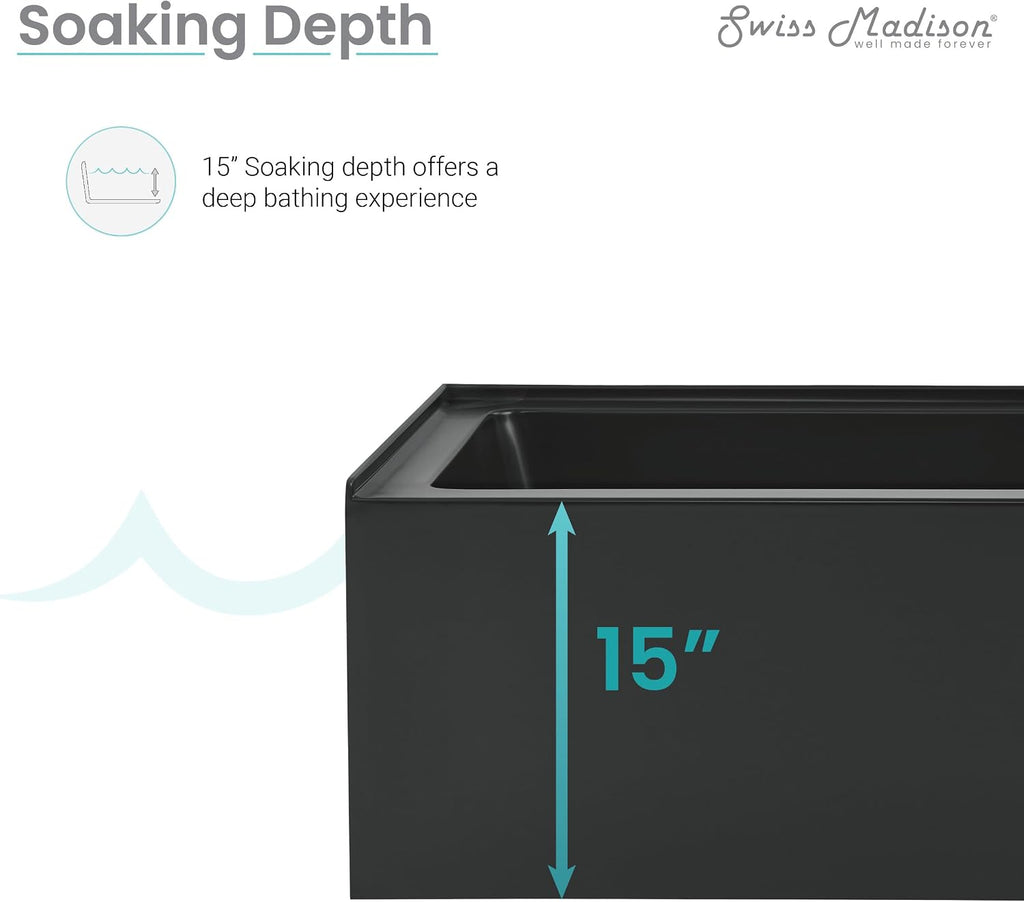 Lausanne 48' X 32' Right-Hand Drain Alcove Bathtub with Apron in Matte Black