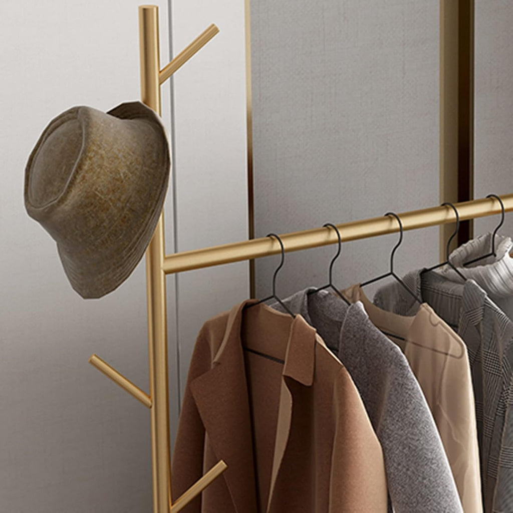 Clothing rack Modern And Simple Coat Racks Heavy Duty Metal Garment Rack With 5 Hooks Large Capacity Indoor Clothes Rail Retail Clothing Display Rack,Gold 60x40x170cm