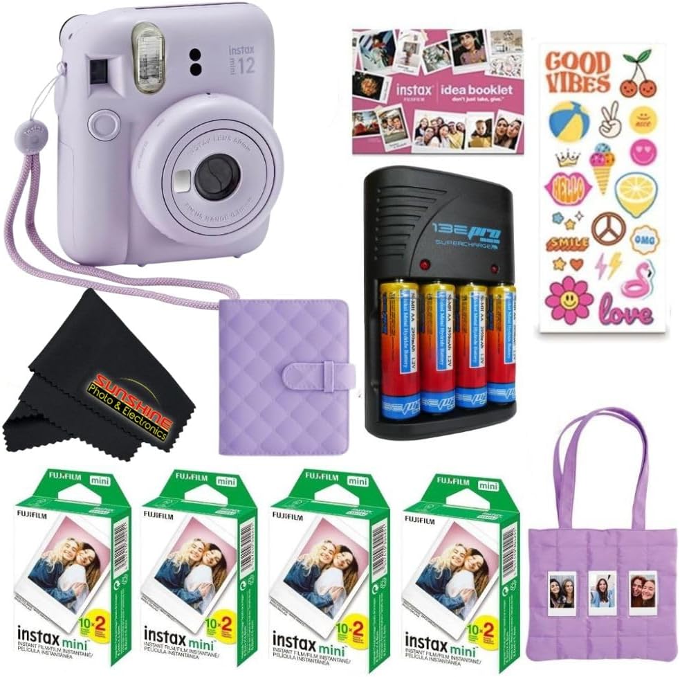 Fujifilm INSTAX MINI 12 Blue Bundle 2025 (80 Sheets, Lilac Purple (Holiday Bundle))