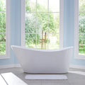 WELLFOR 67' Freestanding Bathtub, 71 Gallons Capacity, Acylic Soaking Bath Tub with Chrome Bathtub Drain and Groove Overflow, Freestanding Soaking Tub Sutiable for 1 Person, Glossy White