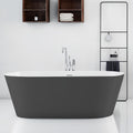 67' Edeyeu Freestanding Bathtub – Color Solid Surface Bathtub With Modern Finish, Extra Deep Soaking Tub, Luxury Stand Alone Free Standing Tub For Contemporary Bathroom Design Gray B