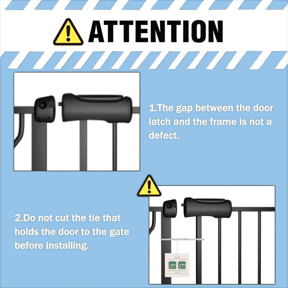 ALLAIBB Extra Wide Pressure Mount Baby Gate Auto Close Black Metal Child Dog Pet Safety Gates with Walk Through for Stairs,Doorways,Kitchen and Living Room (52.76-62.2'/134-158cm)
