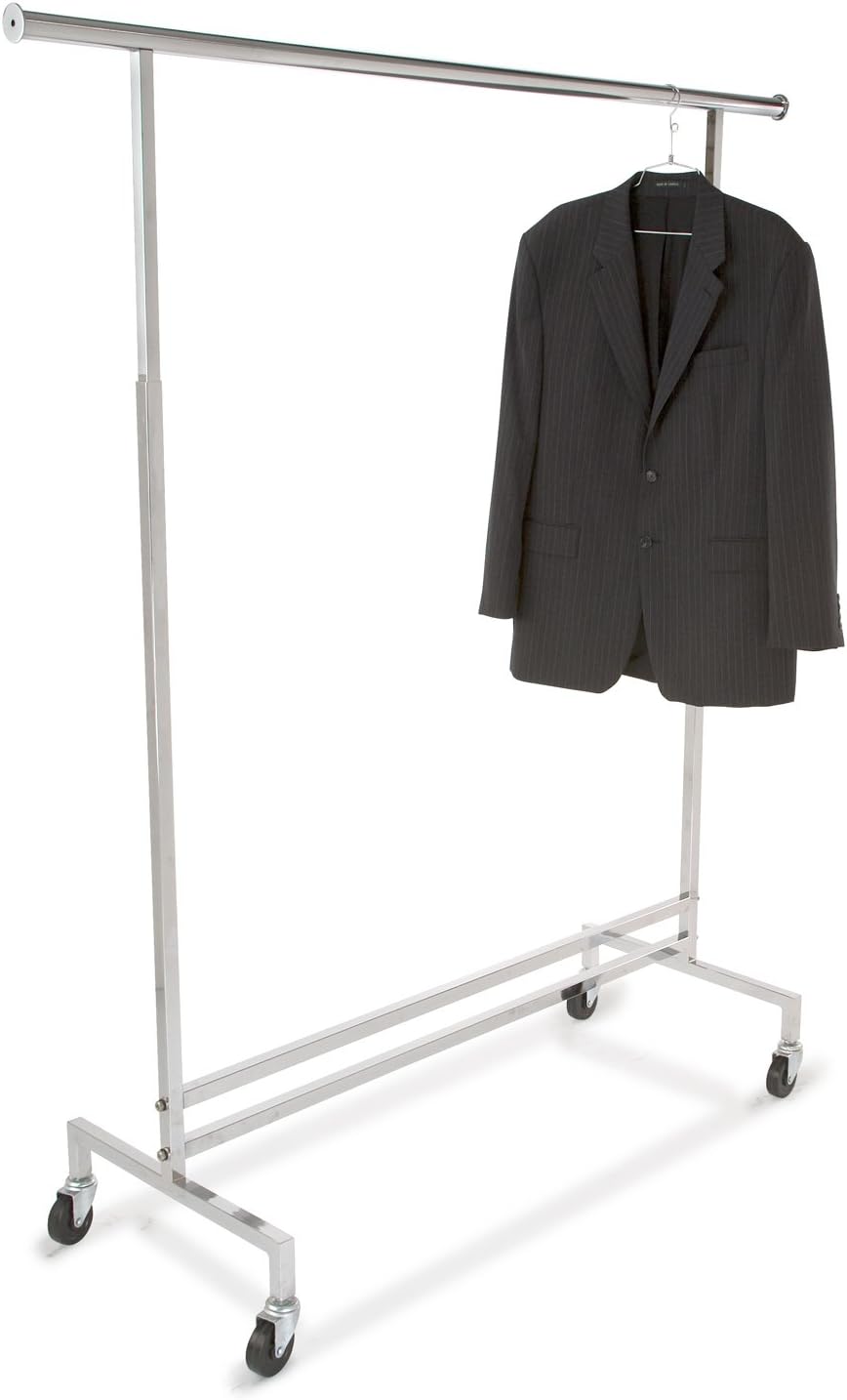 Only Garment Racks Polished Chrome Adjustable Rolling Clothes Rack