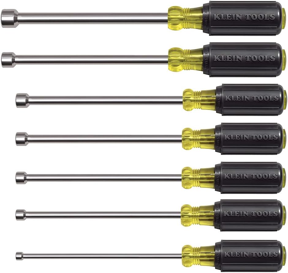 Klein Tools 647M Tool Set, Magnetic Nut Drivers Sizes 3/16, 1/4, 5/16, 11/32, 3/8, 7/16, 1/2-Inch & 631M Tool Set, Magnetic Nut Driver Set with Stubby Nut Driver Sizes 1/4 and 5/16-Inch