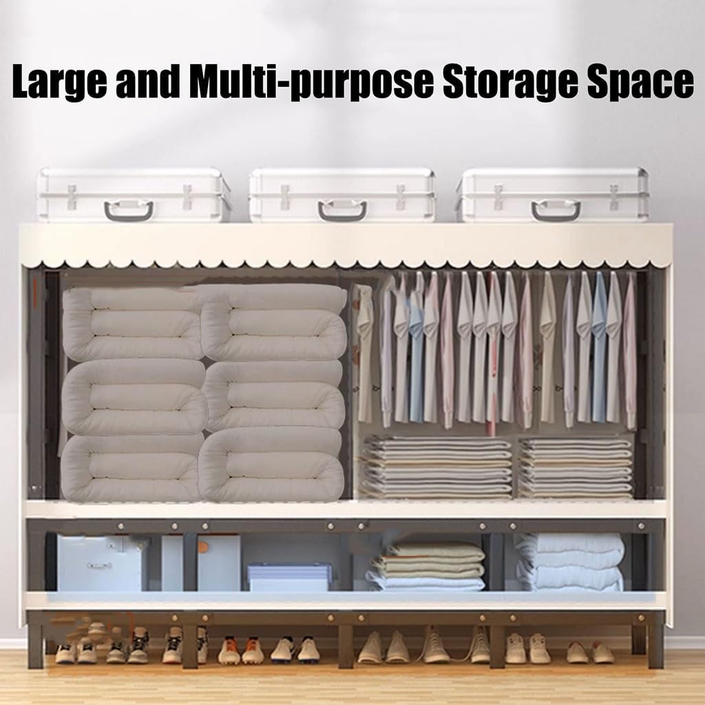 Portable Garment Rack - 66 Tall Heavy-Duty Cloth Cover Clothing Rack with Shelf - Foldable Clothing Organizer for Bedroom and Wardrobe