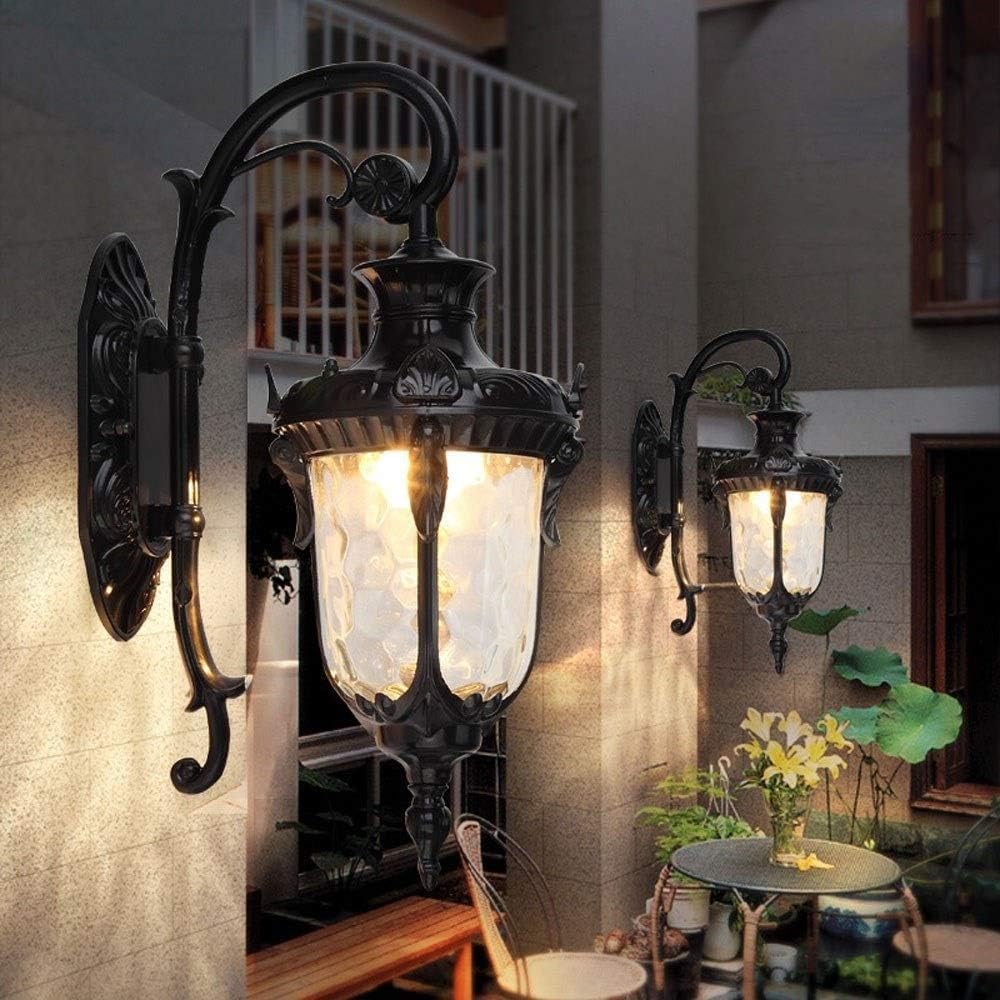 Wall Light LED Bronze V-intage Outdoor Lamp Aluminum 24' Porch Lighting Black Clamp Sconce Glass Shade Villa,Chandeliers