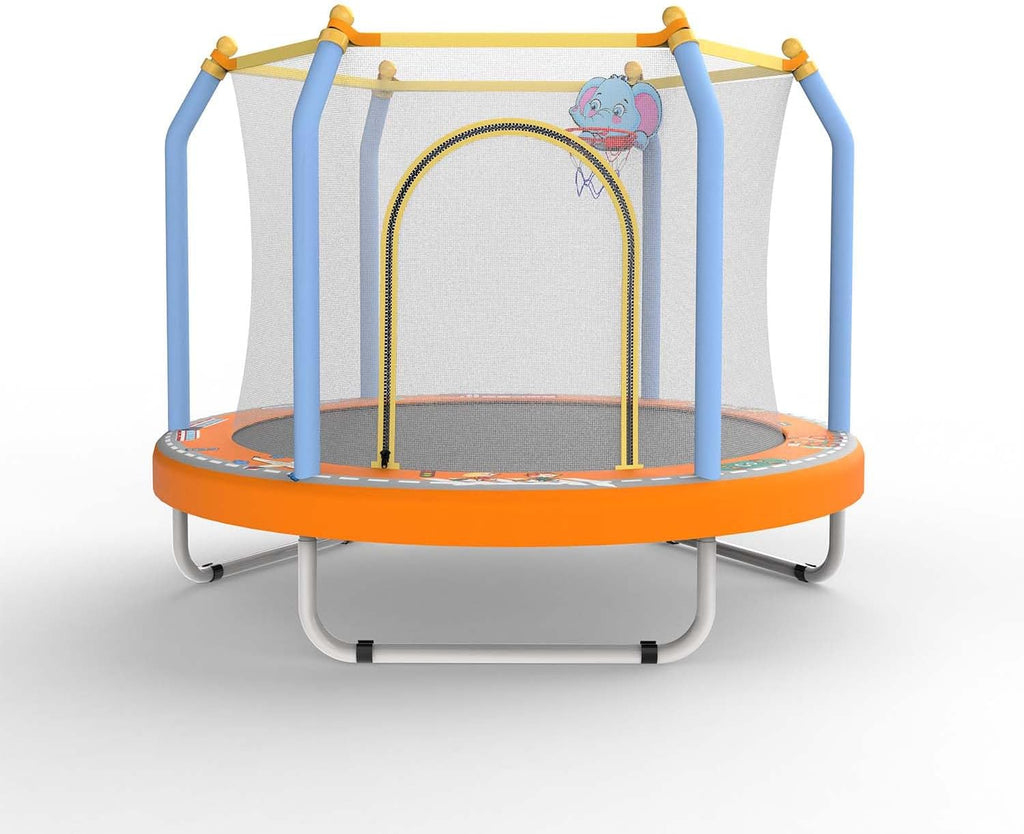 Mersco 55' Toddler Trampoline for Kids 2-5, 110lbs Indoor & Outdoor Mini Trampoline with Net, Basketball Hoop, for Boys & Girls