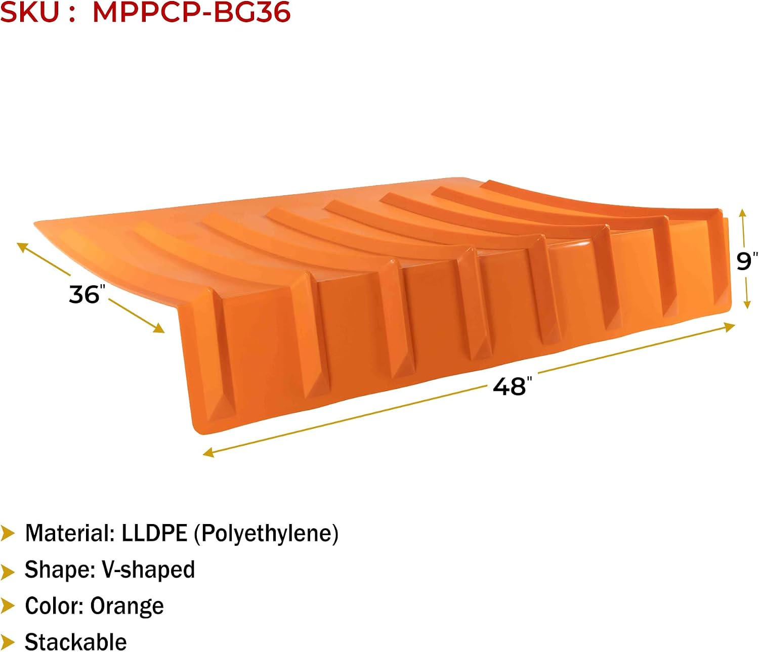 Mytee Products (10 Pack) 9'x48'x36' (Drop) Brick Guard V Shaped Corner Protector - Orange Edge Guard - Weather & Abrassion Resistant - Fit Upto 7 Straps of 4'