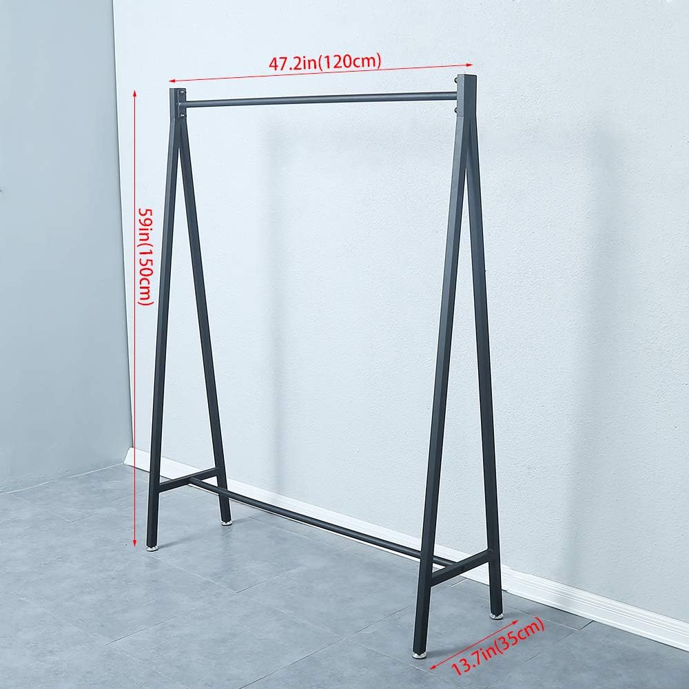 Metal Clothing Racks for Hanging Clothes,Urban Commercial Clothes Racks,Modern Iron Heavy Duty Garment Rack,Portable Retail Display Rack Standing Clothes Rack(59in,Black)