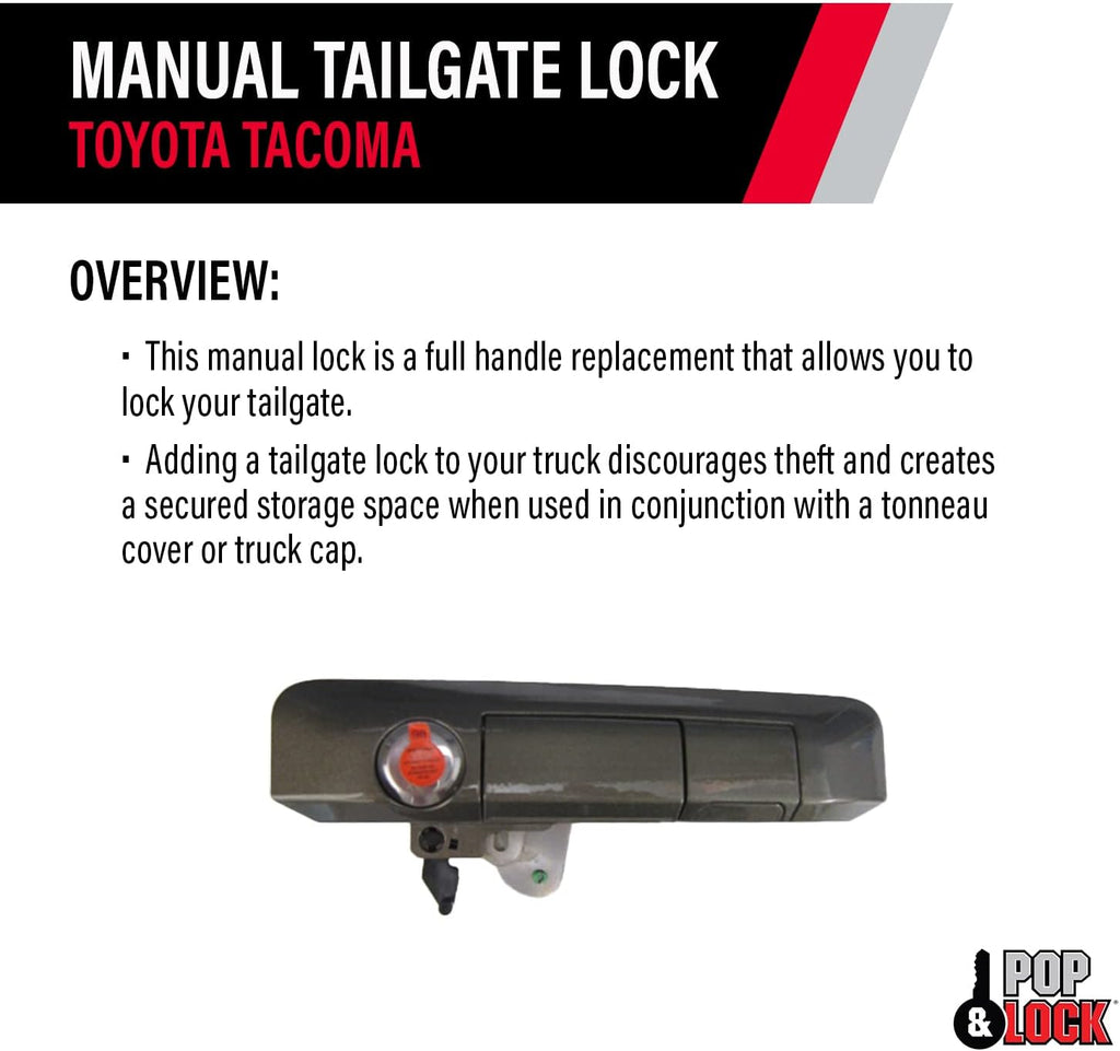 Pop & Lock PL5406 Pyrite Mica Manual Tailgate Lock with Bolt Codeable for Toyota Tacoma