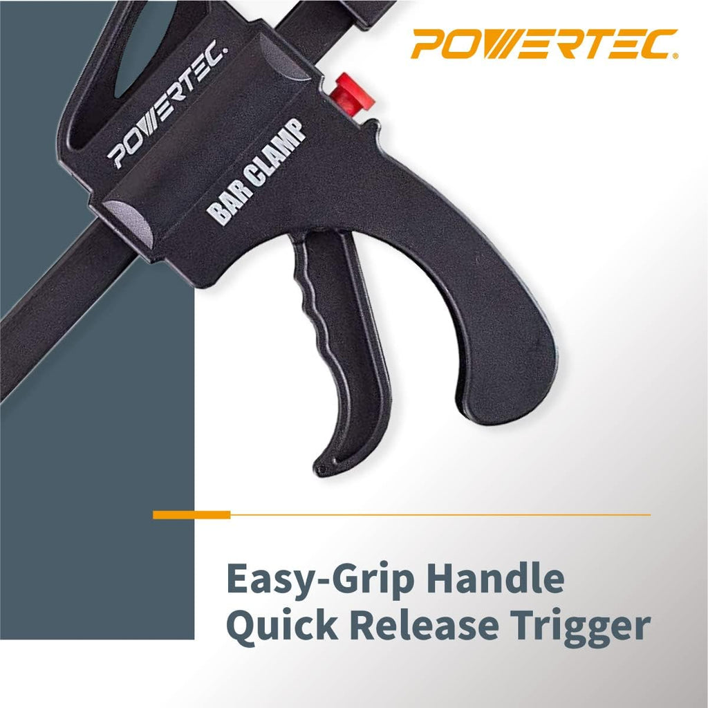 POWERTEC 36' Bar Clamps/Spreaders 12 Pack, Trigger & Ratchet Quick Grip Clamps for Woodworking, Gluing & DIY Projects