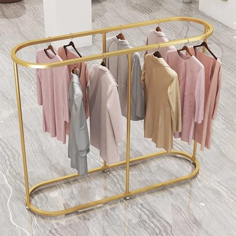 Round Clothes Rack - Commercial Oval Iron Clothes Rack,Freestanding Garment Rack,Heavy Duty Commercial Clothing Organizer for Retail Boutique & Bedroom Display(Black,47.2'x19.7'x47.2')