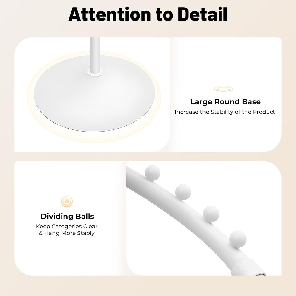 JOMCYDM Spiral Rotating Clothing Rack Heavy Duty Garment Rack Standing Scarf Holder 360 ° Metal Clothes Display Rack for Bedroom Living Room Retail Stores (White)
