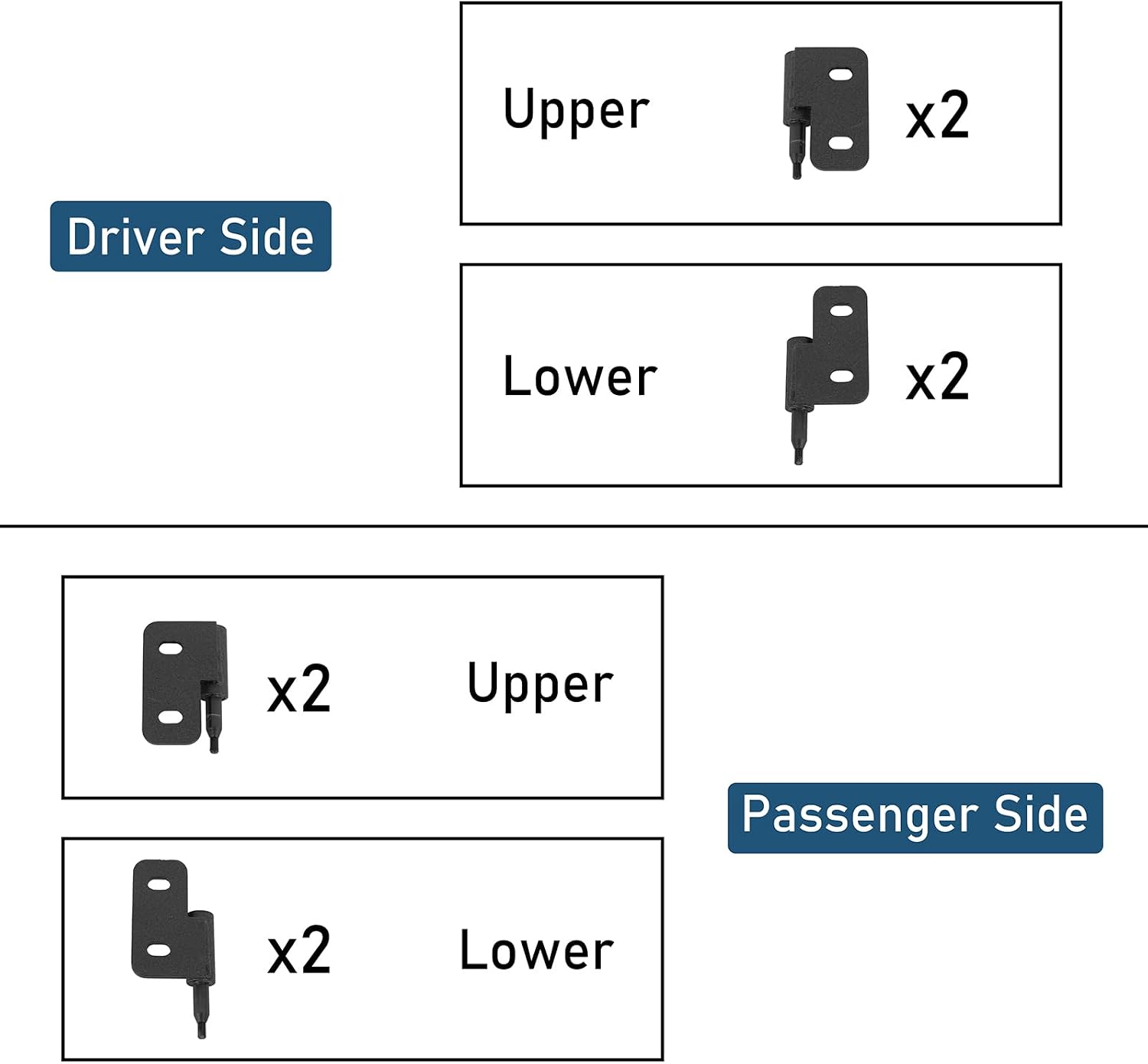 Hooke Road JK Half Door Tubular Trail Doors for 2007-2018 JK Unlimited 4-Door, Summer Open-Air Driving Feel, with Secure Steel Latch Design - 4PCS